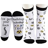 MBMSO Xray Tech Socks - 2 Pairs Radiology Technologist Socks - Rad Tech Graduation Gifts - I've Got Your Back Orthopedic Gift