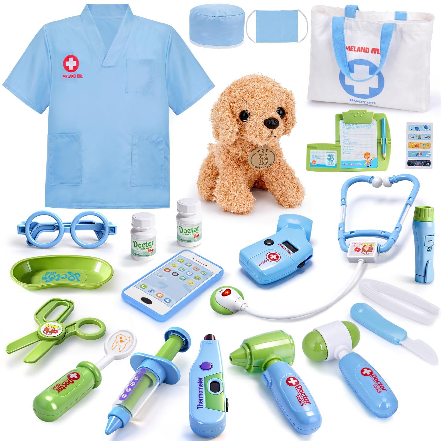 Meland Doctor Kit for Kids with Puppy, Pretend Play Toy Gift for Ages 3-6