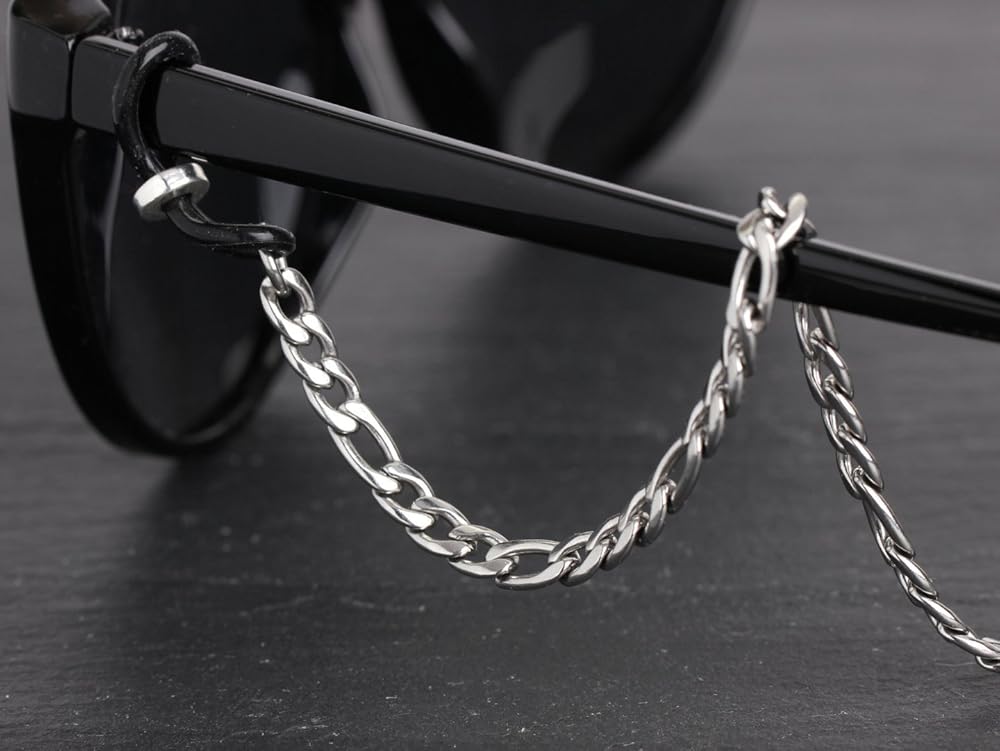 Heavy Duty Stainless Steel Eyeglass Chain, Silver Figaro