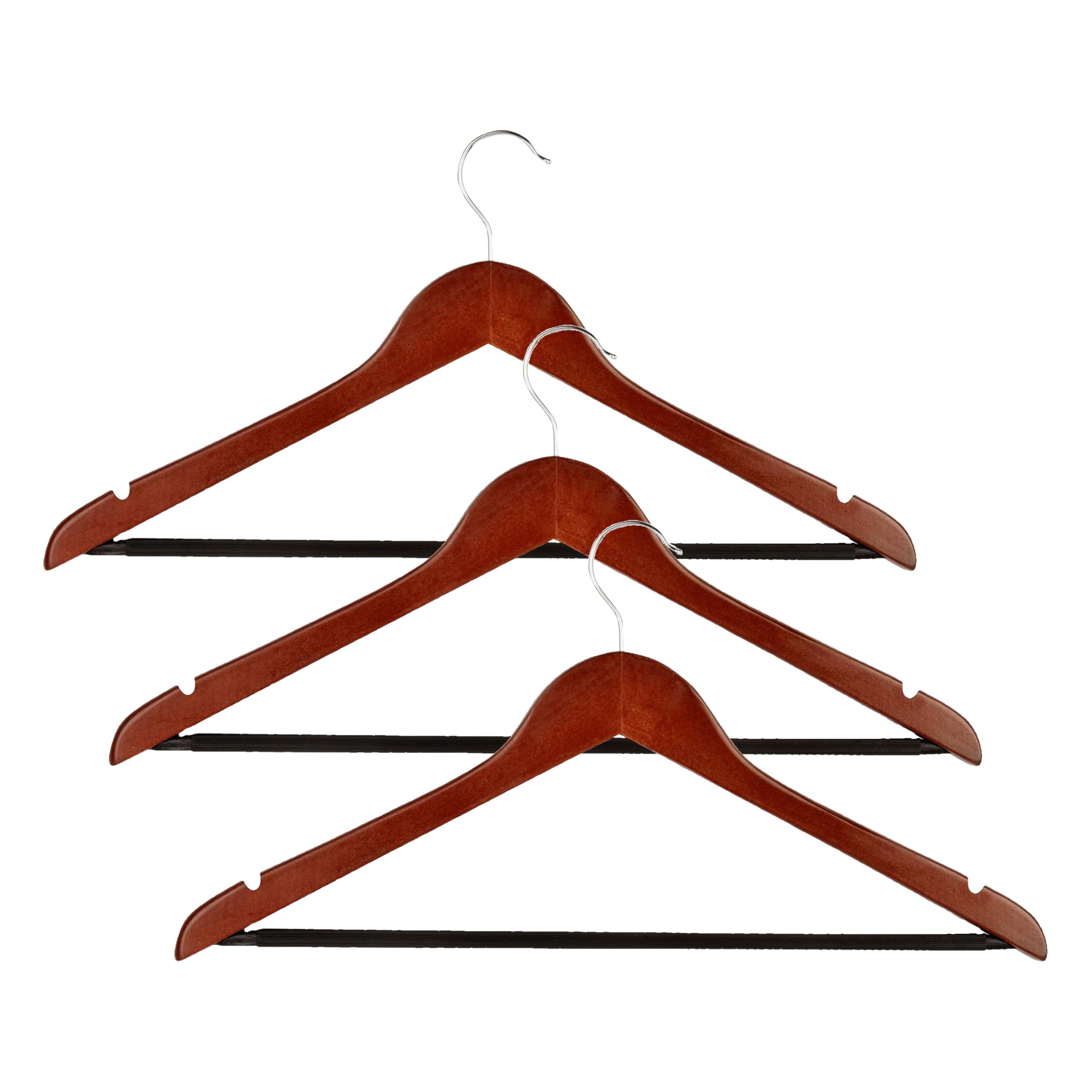 Honey-Can-Do No Slip Wooden Coat Hangers, Cherry Wood,(Pack of 72) Image