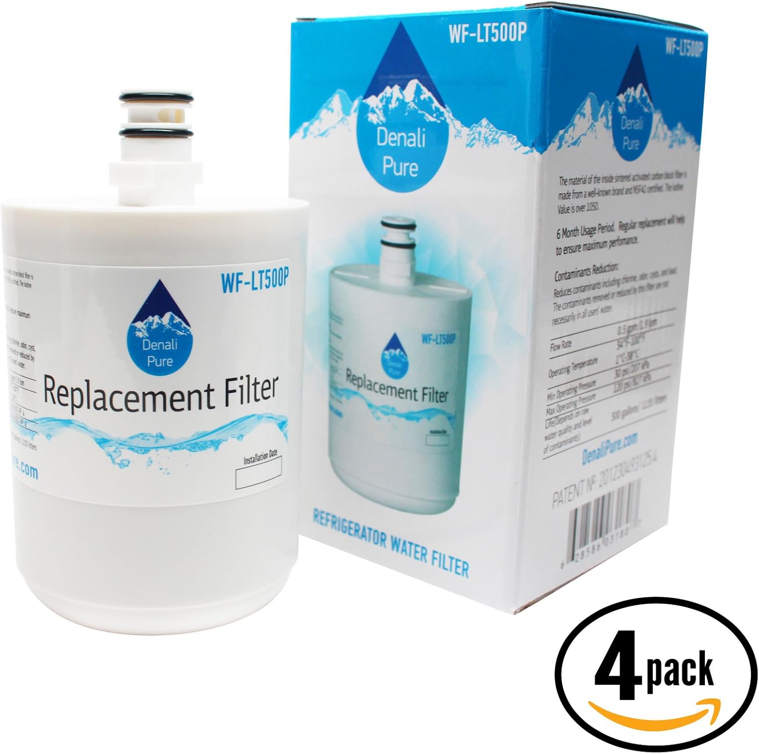 4Pack Replacement for LG 5231JA2002AS Refrigerator Water Filter