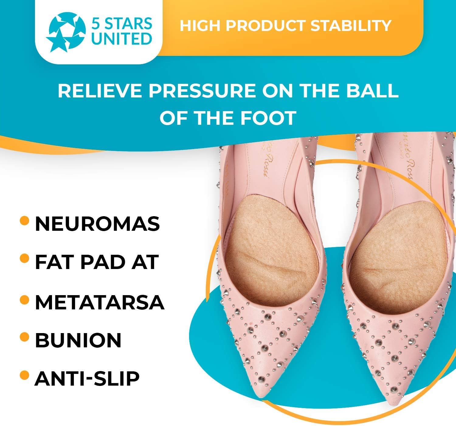 Metatarsal Pads Ball of Foot Cushions - 2 Pairs Beige Soft Gel Insoles Supports, Forefoot Cushioning Pads Shoe Inserts for Women - Fast Pain Relief & All Day Comfort, One Size Fits for High Heel Shoes: Health & Personal Care