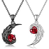 MONGAS Angel Wings Necklace Sterling Silver Wings Couple Pendant Necklace Feather Couple Jewelry for Women