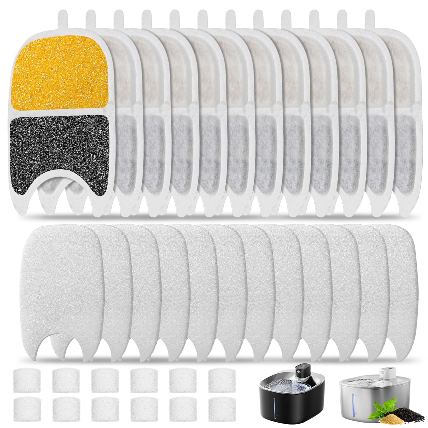 Photo 1 of Cat Water Fountain Filter Replacement Pet Drinking Fountain Filters Compatible with 135 fl oz/4L Cat Water Fountain-12 Set Filters with Sponges