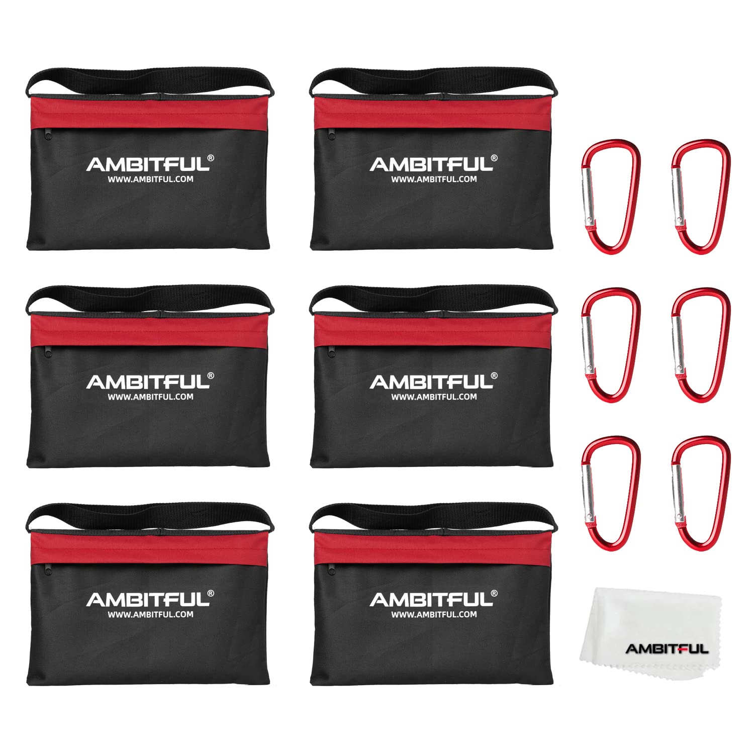 AMBITFUL 6 x Heavy Duty Sand Bag Photography Studio Video Stage Film Sandbag Saddlebag for Light Stands Boom Arms Tripods