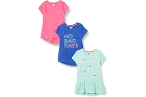 Amazon Essentials Girls and Toddlers' Short-Sleeve and Sleeveless Tunic Tops (Previously Spotted Zebra), Multipacks