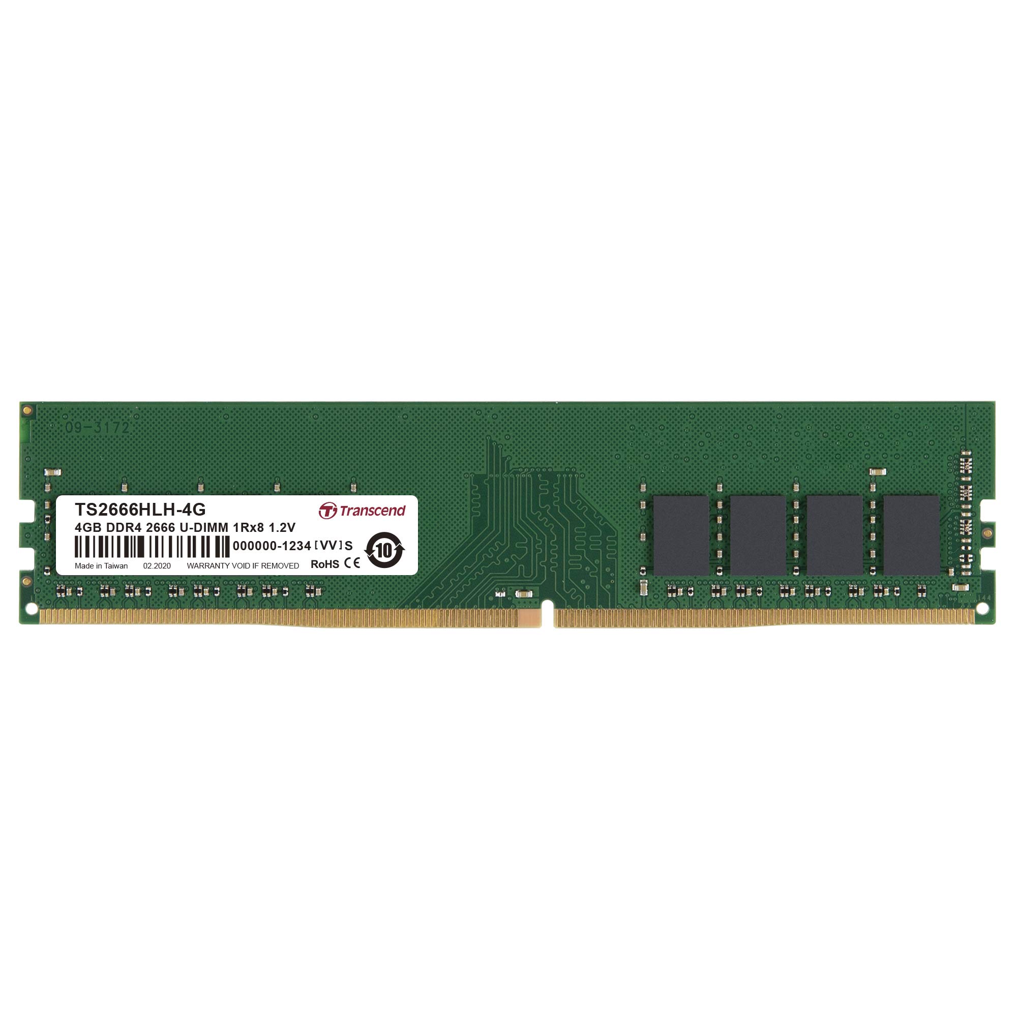 Transcend 4GB DDR4 2666Mhz U-DIMM 1Rx8 CL19 1.2V, TS2666HLH-4G