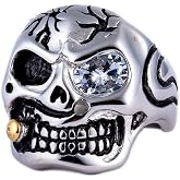 ZMY Home Genuine Stainless Steel Ring Jewelry for Men Fashion Punk Biker Skull Rings