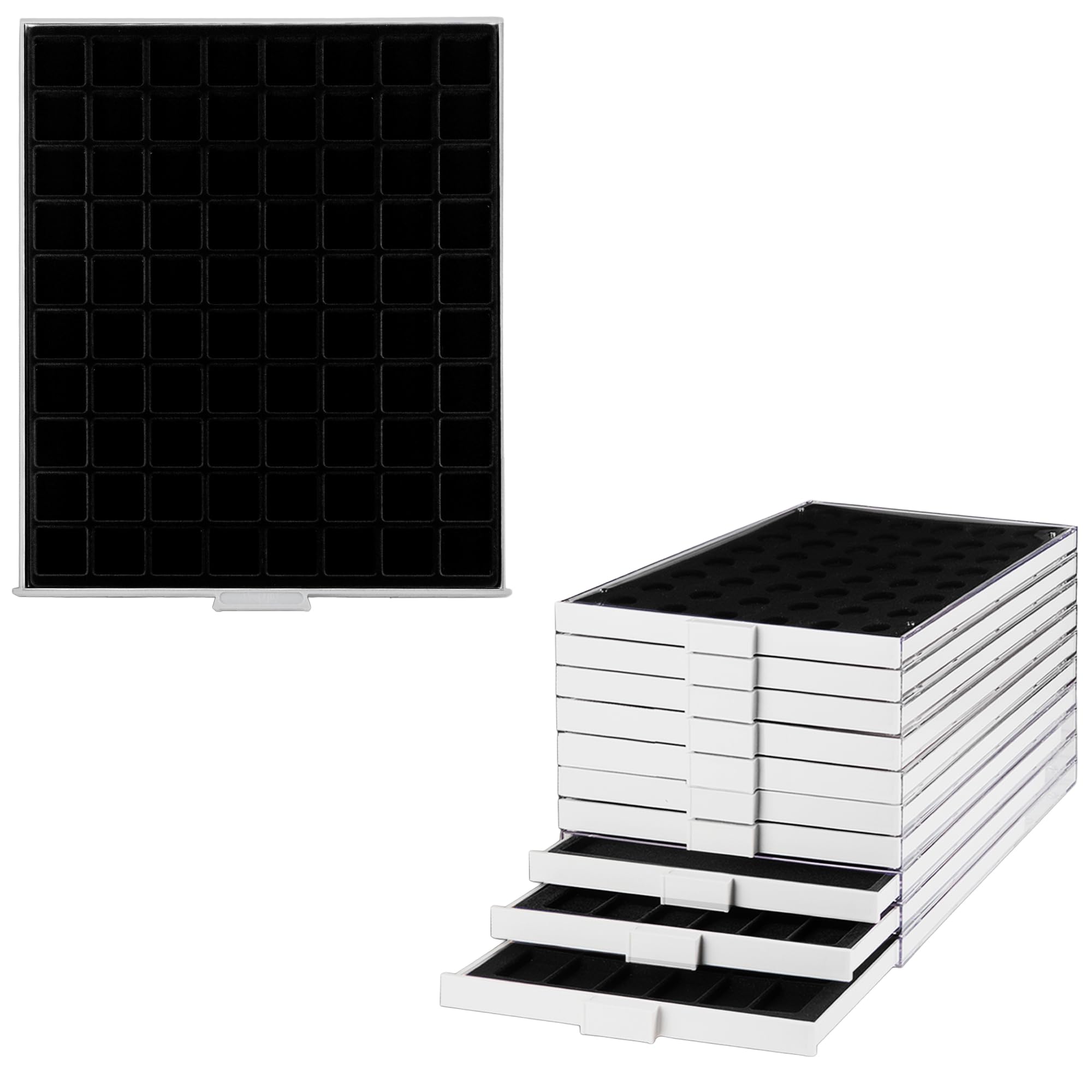 Prophila coin box gray 80 angular compartments for coins up to 24 mm (3rd Empire), black insert