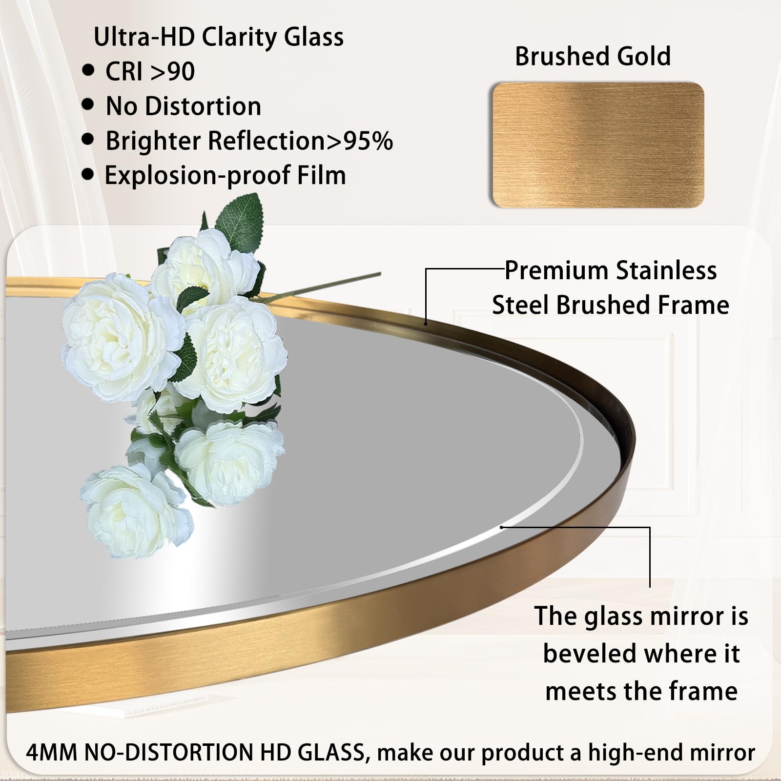 POZINO Gold Beveled Mirror, 24