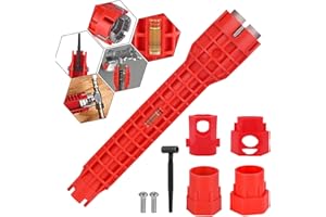 SENYLANHXY 14-in-1 Multi-functional Wrench Faucet Sink Installer Tool for Toilet, Sink, Bathroom, Kitchen Plumbing Installation and Repairs - Red Plumbers Wrench