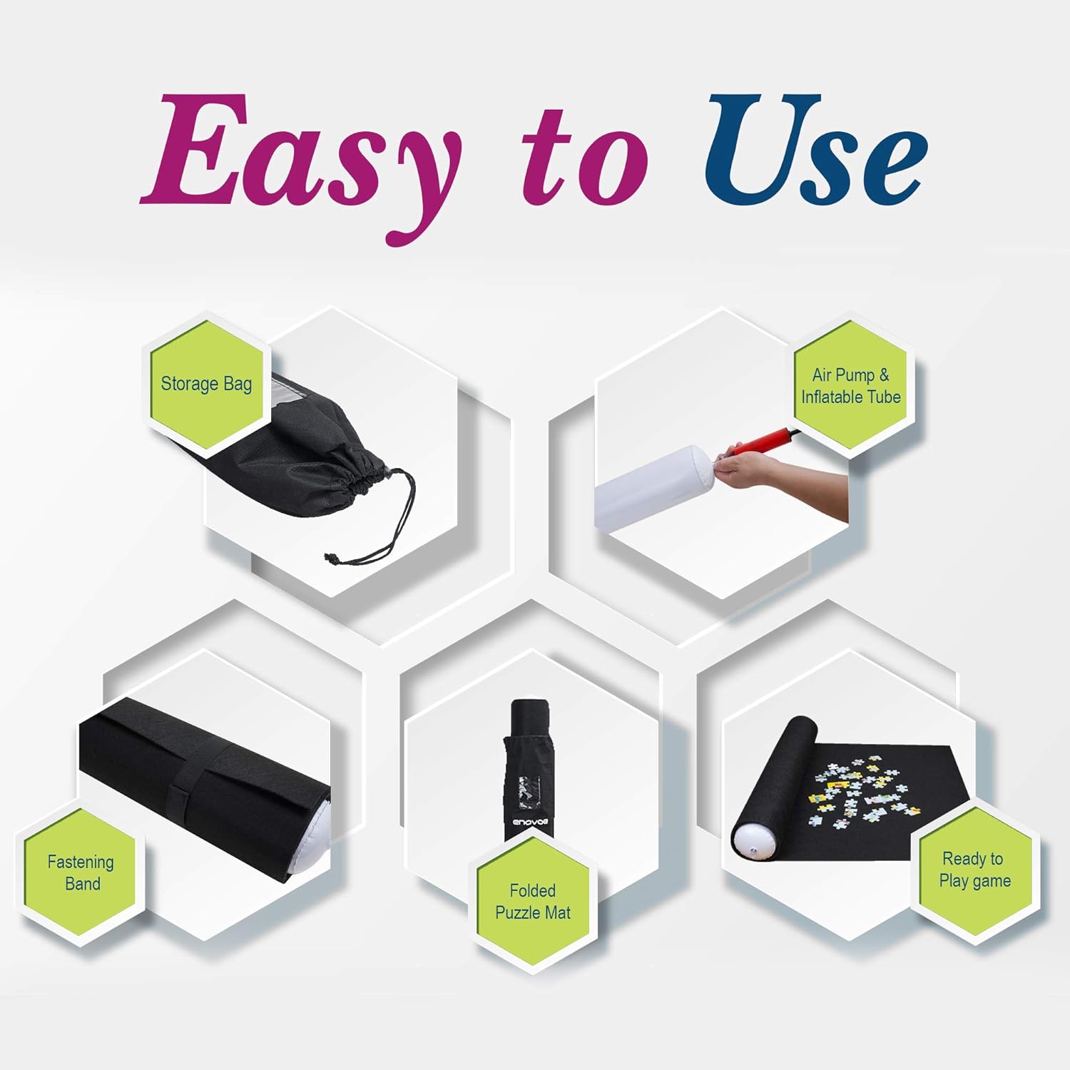 Enovoe Jigsaw Puzzle Mat Saver - Non-Skid, Portable, Puzzle Roll Up Storage Mats for 1000 Pieces or 2000 Piece Adult Puzzles: Toys & Games