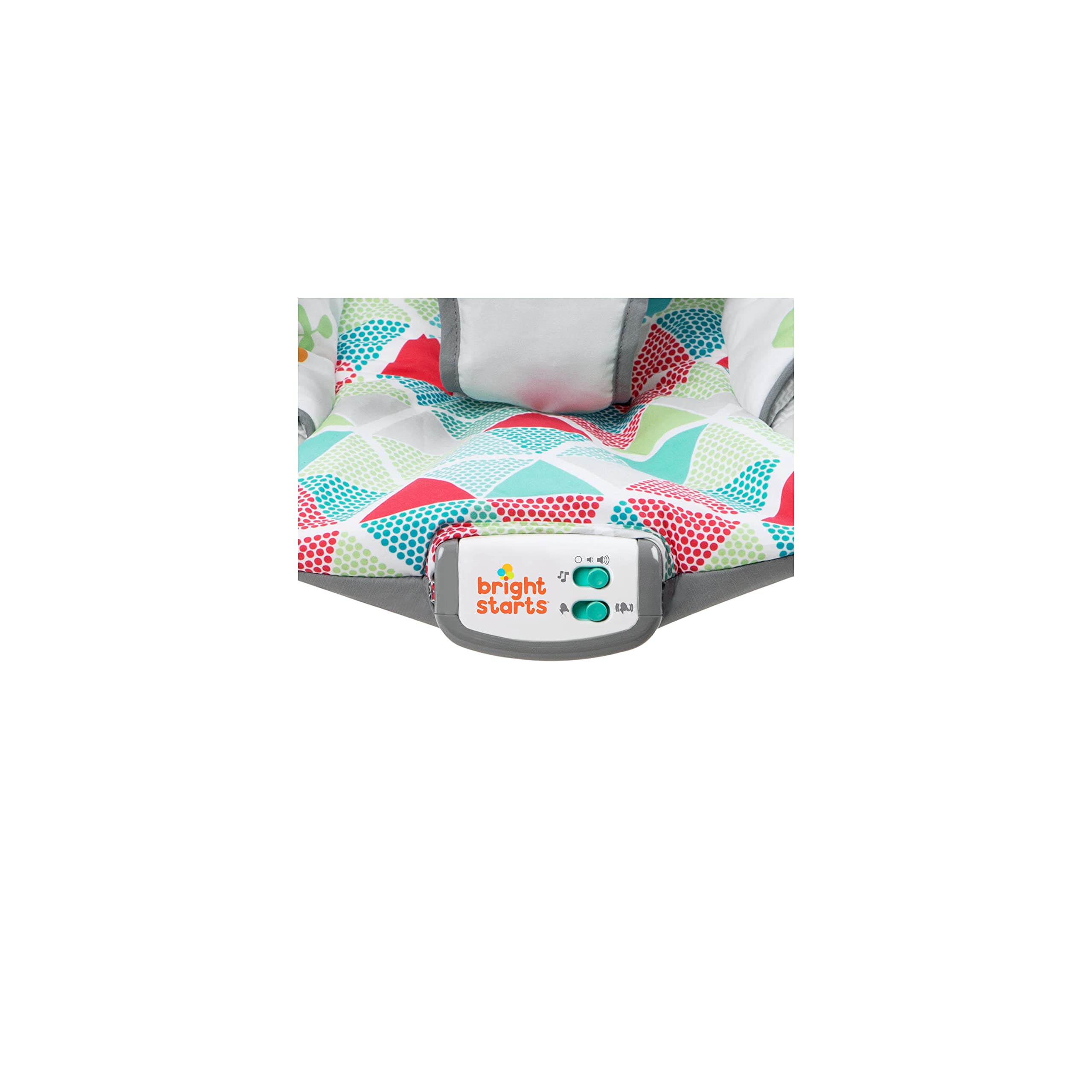 Bright Starts Baby Bouncer Soothing Vibrations Infant Seat - Taggies, Music, Removable -Toy Bar, 0-6 Months Up to 20 lbs (Toucan Tango)
