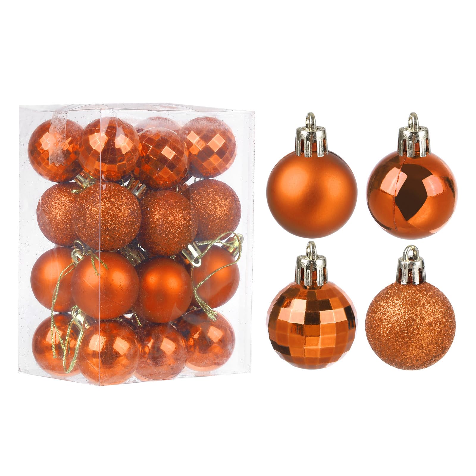 uxcell 24Pcs Bronze 1.57 Inch Christmas Balls Ornaments Shatterproof Ornaments Hanging Baubles for Xmas Trees, Wedding, Party Decorations