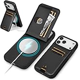 SkyEagle Compatible with Magsafe for iPhone 17 Pro Max Wallet Case Card Holder,Kickstand RFID Blocking Flip Cover Credit Card Slots PU Leather Men Women,Phone Case for Apple 17 ProMax,Black