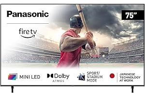Panasonic W95 Series 75-inch Mini LED 4K Ultra HD Smart Fire TV, Sport Stadium Mode, ATSC3.0, Dolby Vision IQ, Dolby Atmos, HDR10+ Adaptive, Press and Ask Alexa, 144Hz, Wall-mountable - 75W95AP