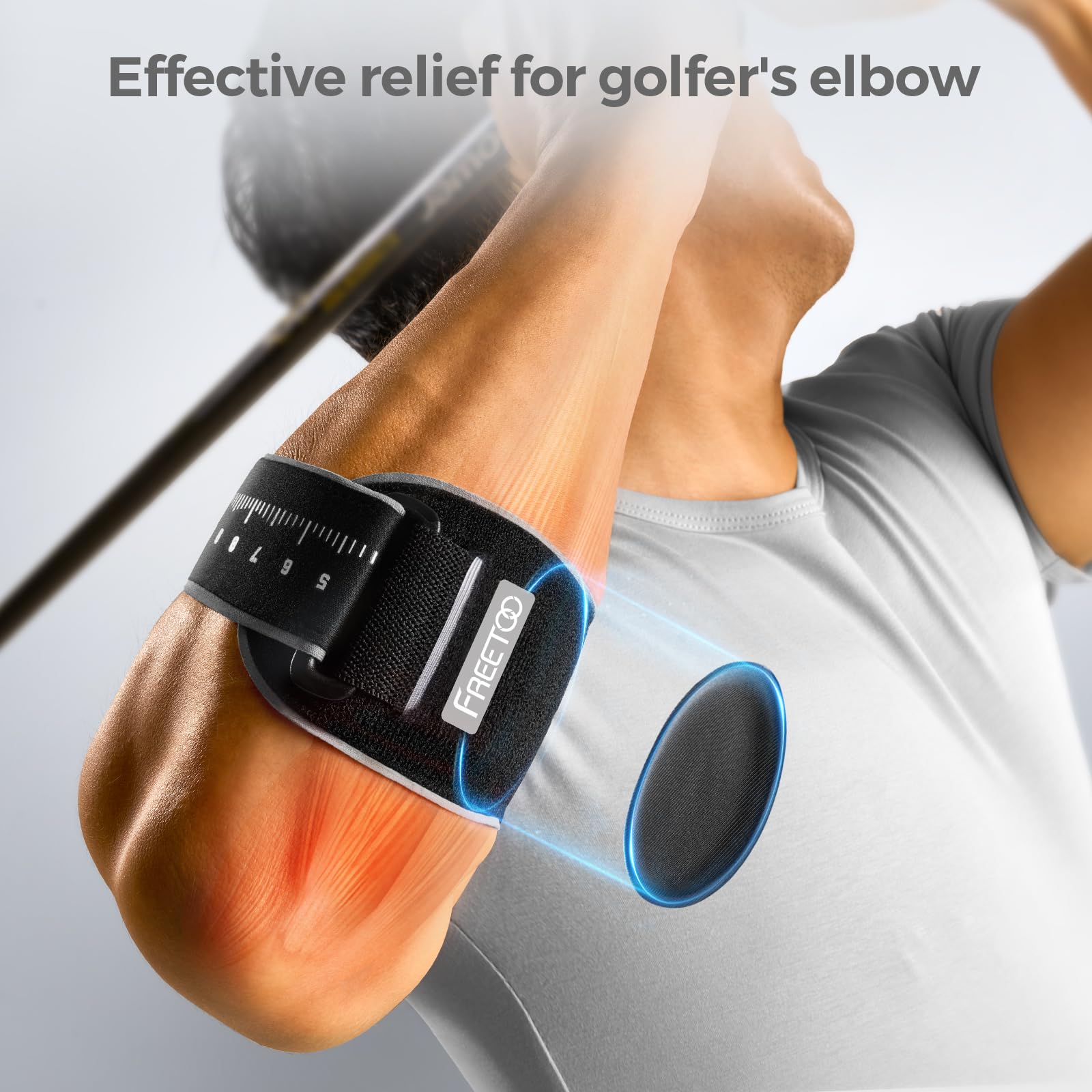 FREETOO Tennis Elbow Brace for Men Women for Tendonitis, Tennis Elbow Strap with Gel Pad, Golfers Elbow Brace for Men for Tennis & Golfers Elbow,Lateral Medial Epicondylitis. Fits Forearm 7.1''-11''