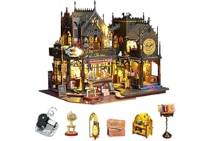CUTEROOM DIY Miniature Dollhouse Kit, Miniature House Kit, DIY Wooden Dollhouse Kit Plus LED Lights & Music Box, Creative Roo