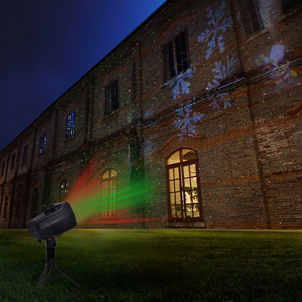 2 in 1 Holiday Decoration LED Projector Light, Outdoor Landscape Rotating Spotlight, Christmas Projector Light with 4 LED Switchable Patterns for Birthday Party/Dancing/Wedding