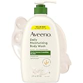Aveeno Daily Moisturizing Body Wash, Lightly Scented, 33 fl. oz | Formulated For Sensitive Skin, Prebiotic Oat, Gently Cleanses Dry Skin, Normal to Dry Skin, Value Size