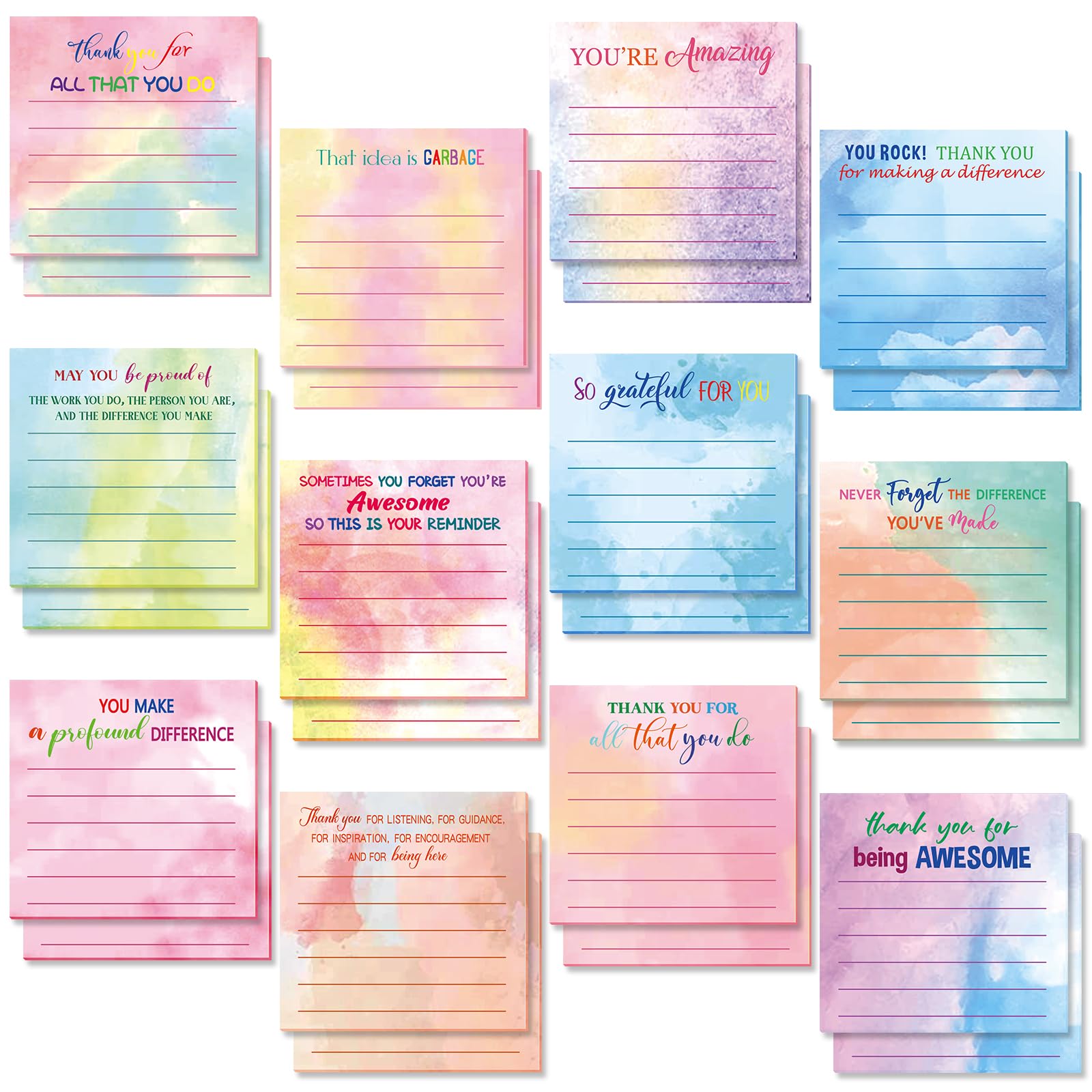 Yinder 24 Pcs Employee Appreciation Sticky Notes End of The Year Gifts ...