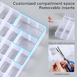 2 Pack 36 Grids Clear Plastic Organizer Box with