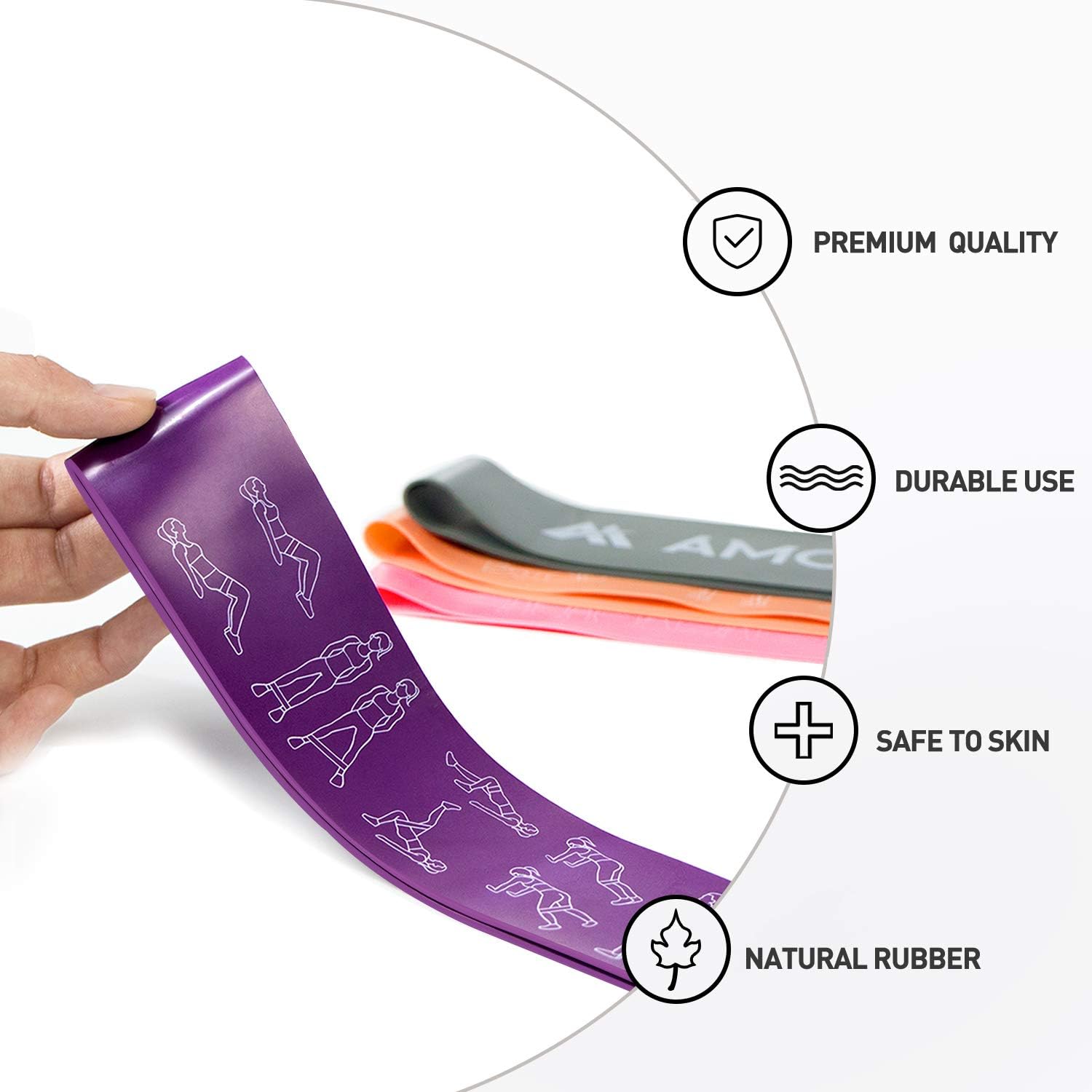 Amonax Resistance Bands Set for Women and Men Exercise Fitness Home Gym Bands for Legs and Glutes and Arms. Yoga - Image 5