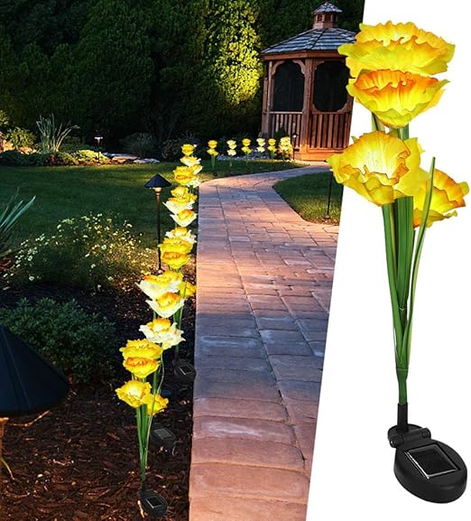 Boquite Blumen-LED-Leuchten, solarbetriebene Narzissen-Lampe im Freien