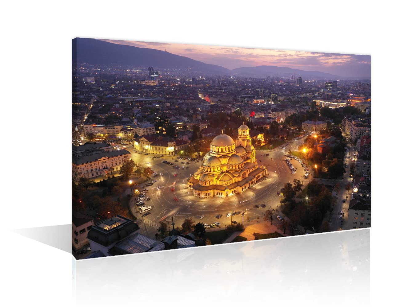1 Piece Wall Decorations for Living Room Bulgaria Sofia Canvas Wall Art Downtown Cityscape Poster Prints on Canvas Modern Bulgaria Sofia Skyline Home Decor Framed Ready to Hang (16" Wx24 H)