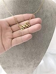 MICOMAKA Birth Year Number with Crown Necklace,Old
