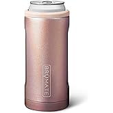 BrüMate Hopsulator Slim Can Cooler Insulated for 12oz Slim Cans | Skinny Can Insulated Stainless Steel Drink Holder for Hard Seltzer, Beer, Soda, and Energy Drinks (Rose Gold)