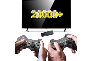 AOTKK Retro Game Console, Wireless Retro Game Stick with 9 Emulators, 4K HD Output, 20,000+ Nostalgia Games 64GB, TV-Connectable Gaming Console, 2.4G Wireless Controllers, Plug & Play Video Games, 64GB