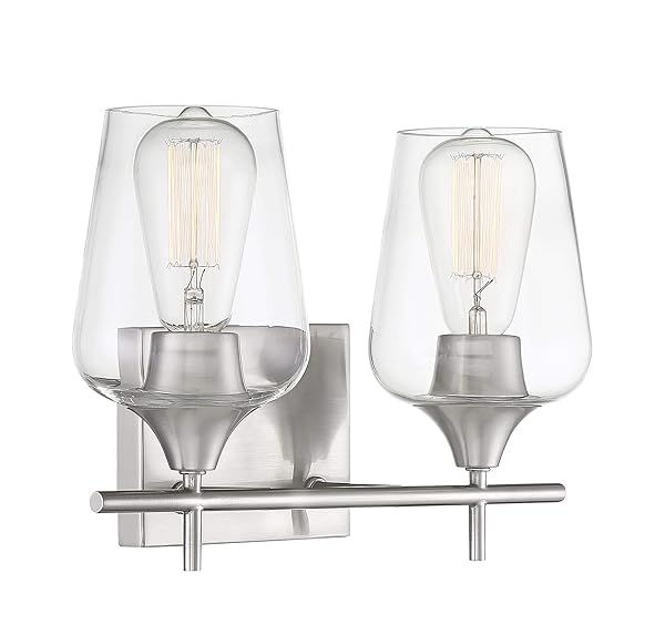 SAVOY HOUSE 8-4030-2-322 OCTAVE BOHEMIAN CLEAR GLASS BATHROOM VANITY WALL LIGHT, 2-LIGHT 120 TOTAL WATTS, 10″ H X 14″ W, WARM BRASS