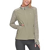 Mapamyumco Women's Fleece Running Jacket Stretch Full Zip Winter Cold Weather Gear Thermal Cycling Workout Jackets