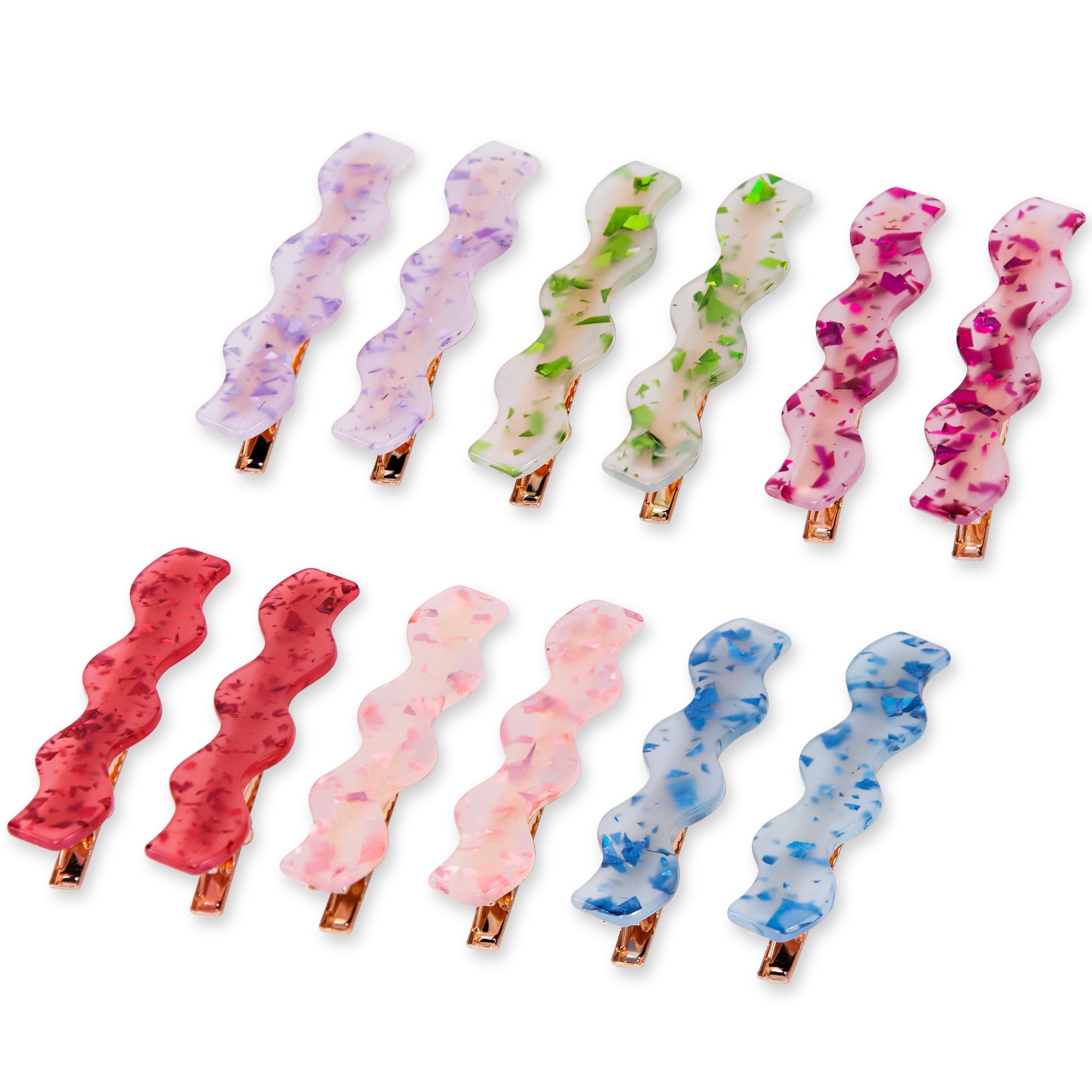Photo 1 of Cptots 12 PCS Acrylic Resin Alligator Barrettes For Women Small Cute Clips For Thick Thin Hair Fashion Decorative Accessories,Purple Green Blue Gradien Red