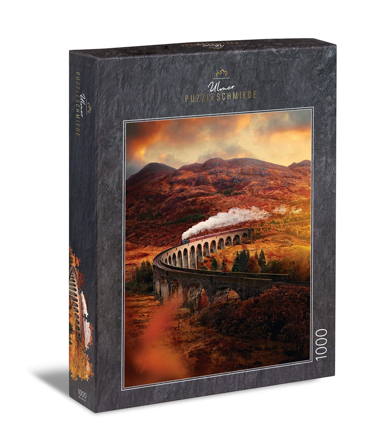 Ulmer Puzzleschmiede - Glenfinnan Viaduct Jigsaw Puzzle - Scottish 1000 Piece Scotland Jigsaw Puzzle - The Railway Viaduct in the Scottish Highlands - Famous Movie Motif