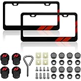 DGDRHZ License Plate for Dodge Premium Black Steel License Plate Holder Compatible All Vehicle License Plate Tag Cover Fit Accessories Included (red) (for Dodge)
