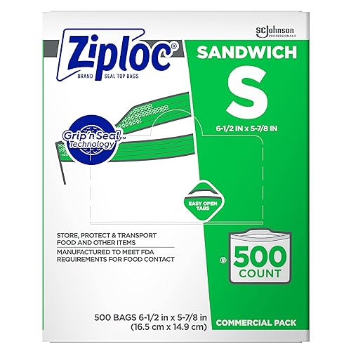 SC Johnson Professional Ziploc Sandwich Bags, Easy Open Tabs, 500 Count