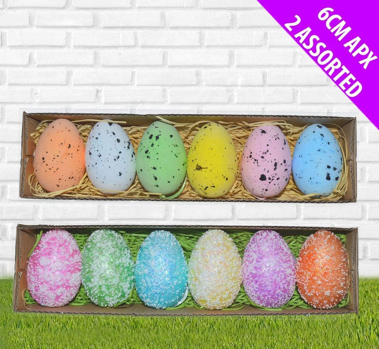 JayMark Easter Egg Decorations - 12 Assorted Colourful Speckled Eggs Hanging Tree Ornaments