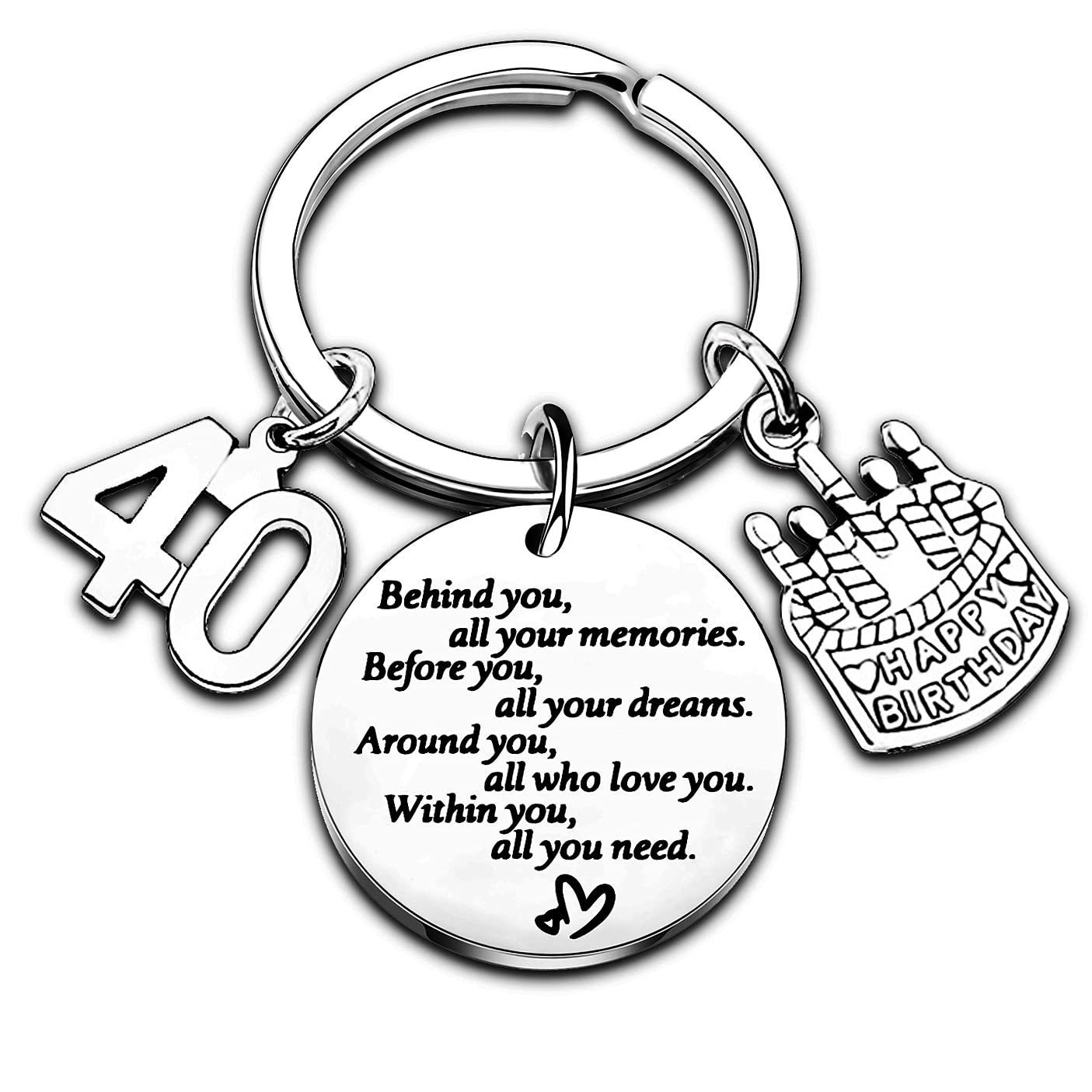 Nimteve Birthday Keyring Birthday Gifts Key Ring Gifts For Women Girls Gifts Inspirational Keychain Gifts For Mum Daughter Sister Christmas Gifts (40th)