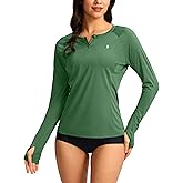 SANTINY Women's Rash Guard UPF50+ SPF Long Sleeve Swimsuits Top UV Sun Protection Swim Shirts for Woman with Zip