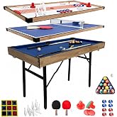 6 in 1 Multi Game Table Folding Pool Table, Billiard, Hockey, Table Tennis, Bowling, Shuffle Board and Tic Tac Toe with All Accessories