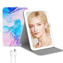 Rechargeable Travel Lighted Makeup Mirror with PU
