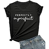 DANVOUY Womens V-Neck Letter Print T-Shirt Funny Graphic T Shirt Short Sleeve Tops