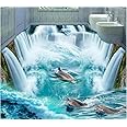 Wall Mural Wallpaper 96 x 66 inch (Width x Height) Custom Photo 3D Flooring Mural self - Adhesion Wall Sticker Great Falls Videos Dolphins to Beach 3D Stickers Toilets