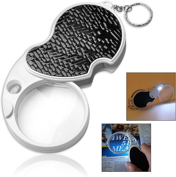 LHKJ Mini Loupe de Poche Pliant en Verre avec Noir Rotatif de