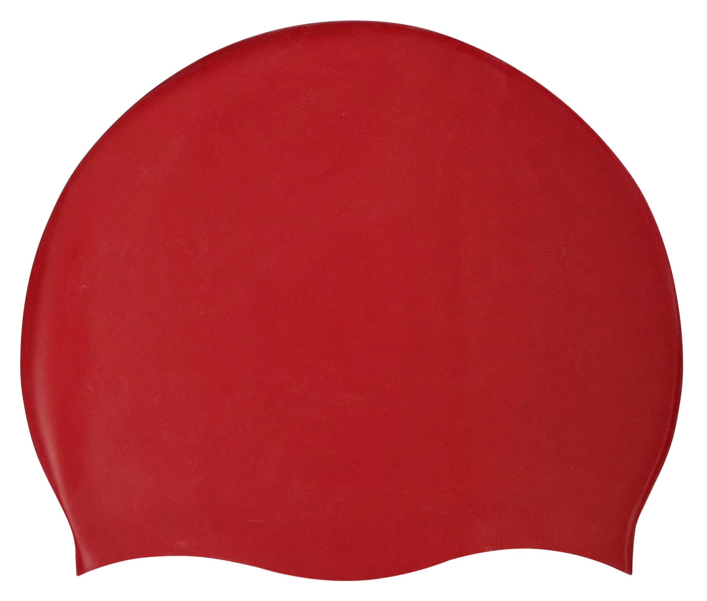 Blue Reef Stretchy Silicone Unisex Women Men One Piece Swimming Hat Swim Cap Plain Unbranded Fluo Dark Pastel Colours One Size Adults 8+ Years Easy Pull On Swim Hat (Red)