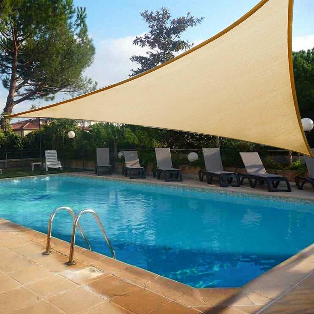 Rongbo Portable Garden Sun Shade Sail,Triangular UV HDPE Fabric Sun Awning Canopy Shelter for Outdoor Swimming Pool,Courtyard,Gazebo,Car,10x10x10ft