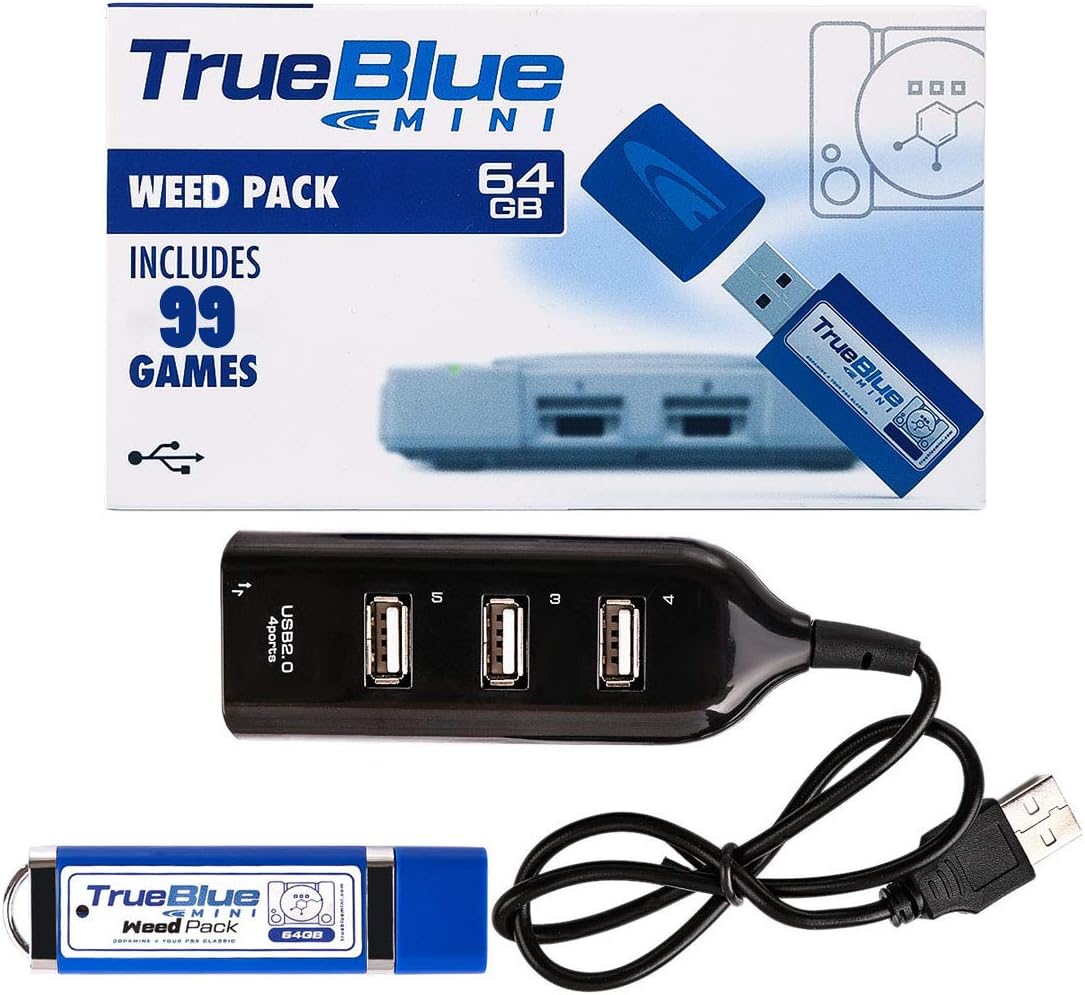 ANNA SHOP True Blue Mini Weed Pack for PlayStation Classic, 99 Games, 64G
