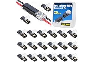 Double Wire Lock-Grip Connector, 2 Pin LED Light Strip Connector with Locking Buckle - No Stripping or Cutting Required (20PC